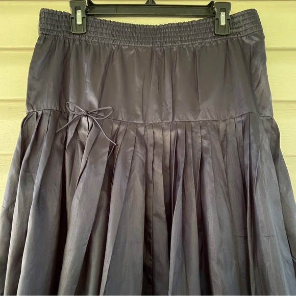 Boston Proper Navy Blue Satin A-Line Flounce Maxi Longline Skirt Size XS - Picture 5 of 9